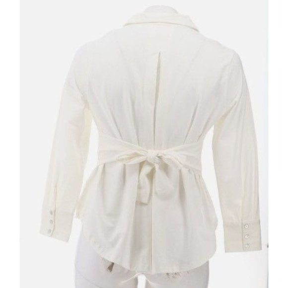 WynneLayers Button-Front Tie Waist Resolution Shirt 781-186 White Medium - Picture 5 of 5